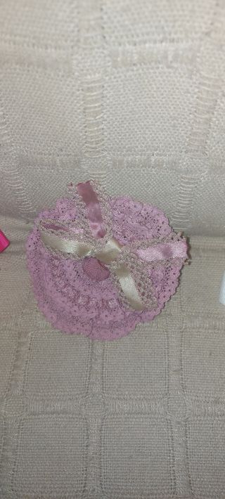 Lacitos niña - Rosa y Blanco y tocado fiesta