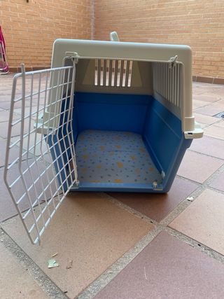Transportín pequeño perros - beige/azul