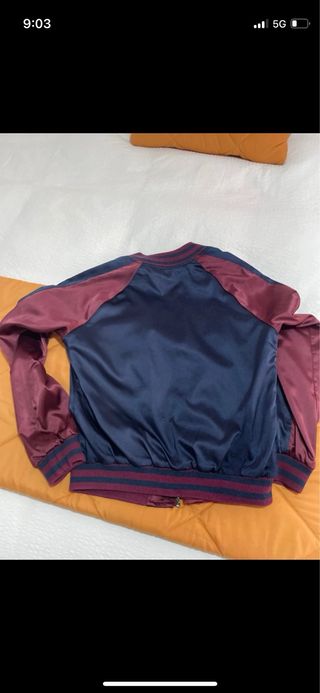 Cazadora bomber reversible azul y roja