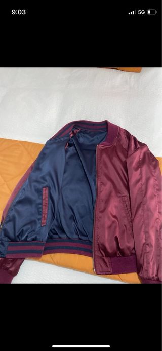 Cazadora bomber reversible azul y roja