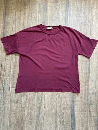 Camiseta Pull&Bear Algodón Burdeos S Oversized Muj