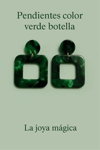 Pendientes cuadrados verdes botella
