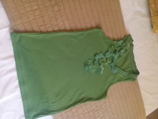 Camiseta tirantes verde algodón