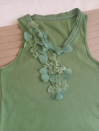 Camiseta tirantes verde algodón
