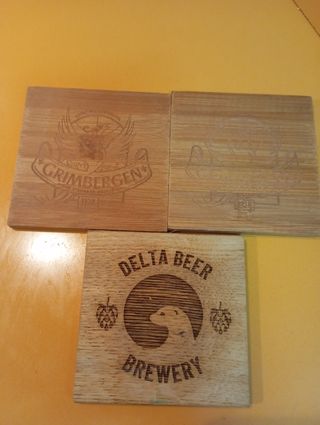 3 sottobicchieri da birra in legno