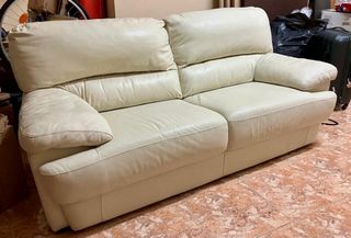 conjunto de Sofás piel beig 3+2 plazas