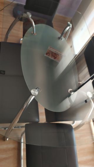 Mesa cristal 6 sillas