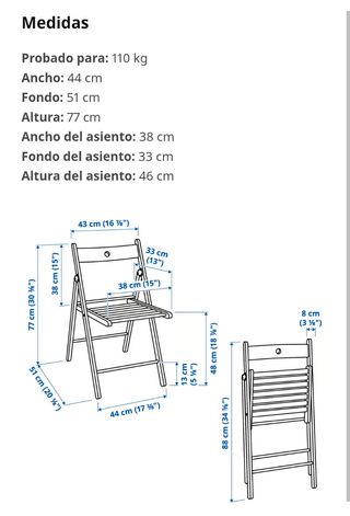 4 Sillas plegables Ikea con cojines