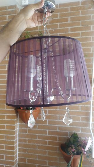 Lámpara colgante morada 3 luces