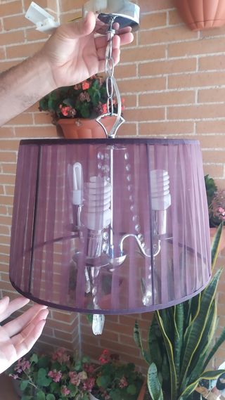 Lámpara colgante morada 3 luces