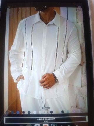 Camisa Guayabera blanca hombre.Talla grande 