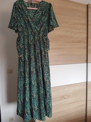 Vestido largo Shein verde estampado - L