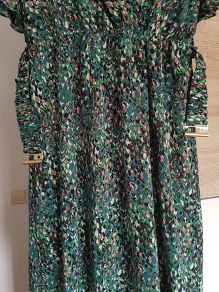 Vestido largo Shein verde estampado - L