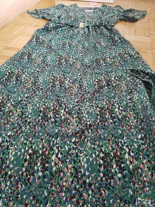 Vestido largo Shein verde estampado - L