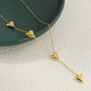 Collar corazones acero dorado