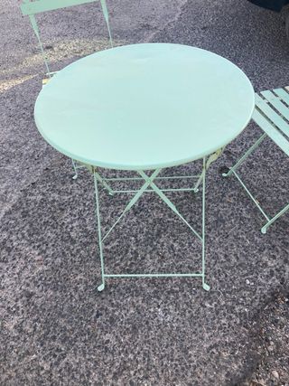 Mesa terraza metalica verde 2 personas