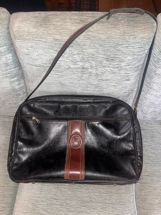 Maleta cuero vintage negra Nobuck
