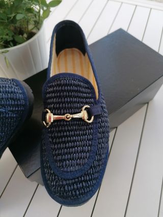 Mocassini estivi in rafia blu - 37