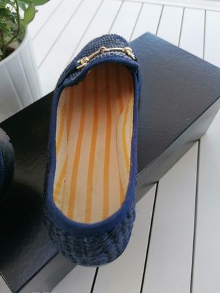 Mocassini estivi in rafia blu - 37