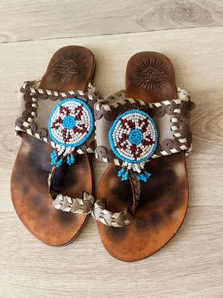 Sandalias World Family - Piel - Turquesa