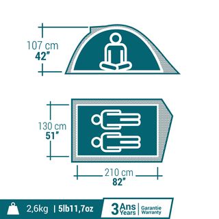 Tienda de campaña 2 personas Quechua MH100