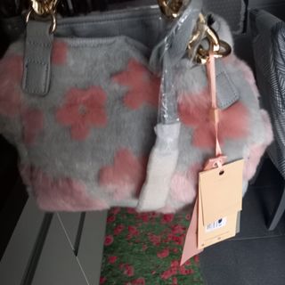 Borsa Alessia Massimo ecopelliccia rosa-grigia