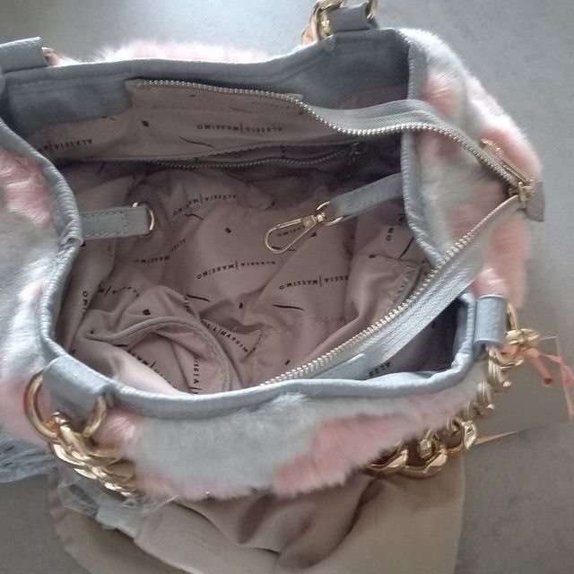Borsa Alessia Massimo ecopelliccia rosa-grigia
