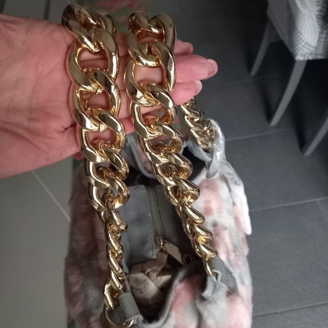 Borsa Alessia Massimo ecopelliccia rosa-grigia