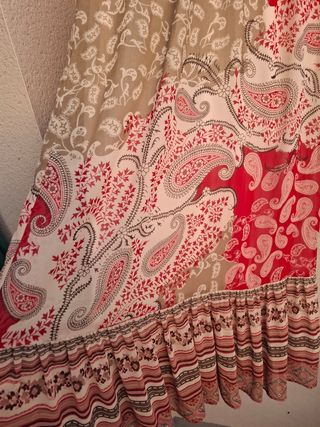 Vestido boho chic rojo y beige M
