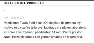 Pendientes Tous oso azul plata