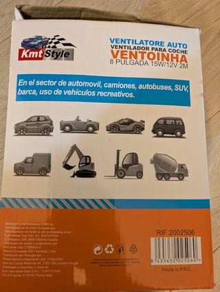 Ventilador Coche autocarava camper 12v
