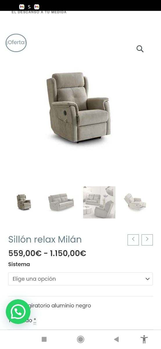 Sillón relax marrón sintético