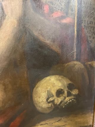 quadro olio su tela con cornice stile antico  900 