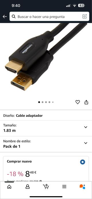 Cable Adaptador DP a HDMI - 1.83m