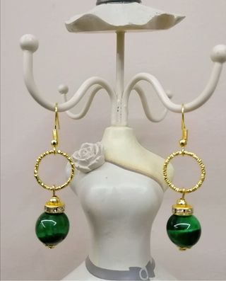 Orecchini Acciaio Anello Occhio di Tigre verde