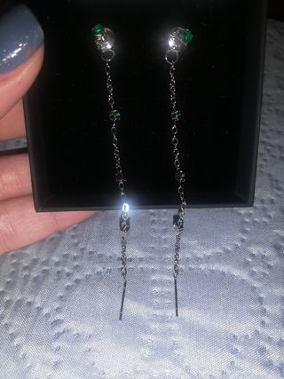 Orecchini lunghi Brand - verdi & argento