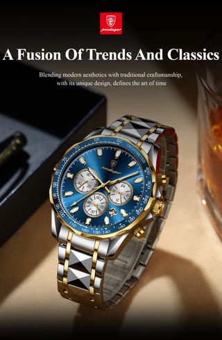 Reloj Poedagar cronógrafo azul-oro