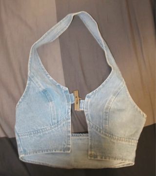Top corto vaquero azul