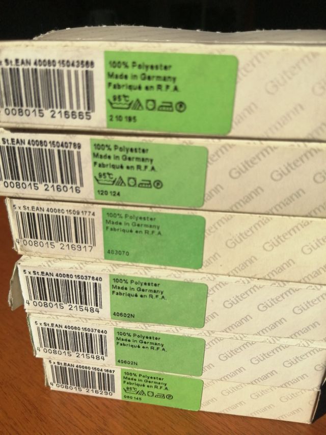 30 Spole Gutermann da 30 mt 100% poliestere 5 colo