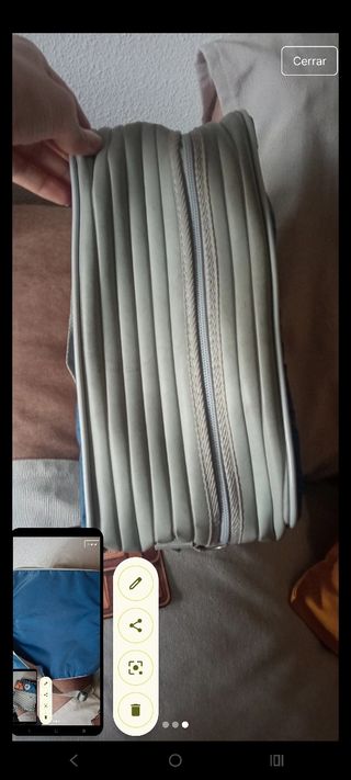 Mochila Safta vintage azul y beige