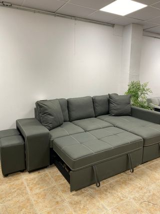 SOFA CAMA CHAISE LONGUE + 2 PUFF NUEVO