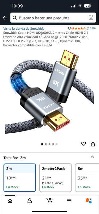 Cable HDMI 8K Snowkids 2m