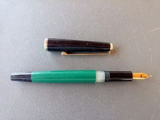 Penna stilografica verdenero pennino oro Wing-Flow