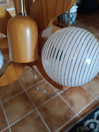 Lampara vintage 3 luces madera