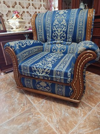 Sofá 3 plazas azul clásico