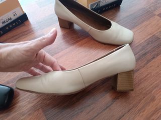 Zapatos Piel Negro y Beige 41