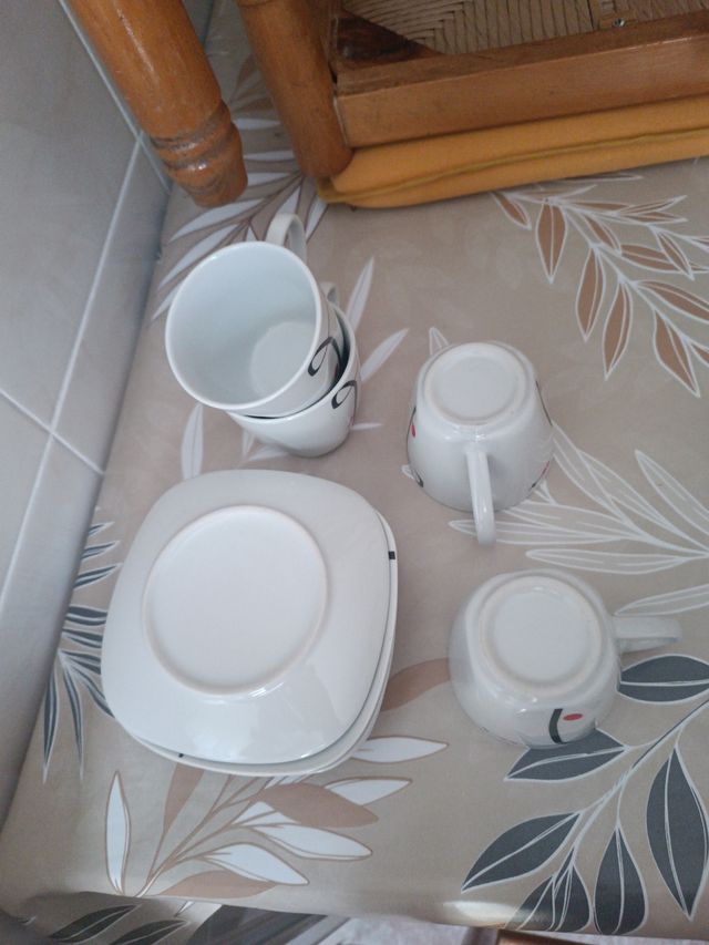 Juego 4 tazas café | Porcelana