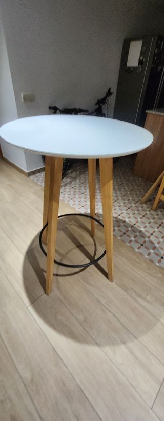 Mesa alta | Moderna - blanco y madera