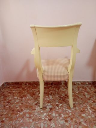 Silla madera beige-rosa