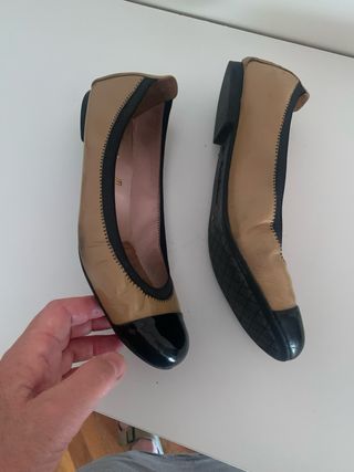 Bailarinas beige y negras talla 40